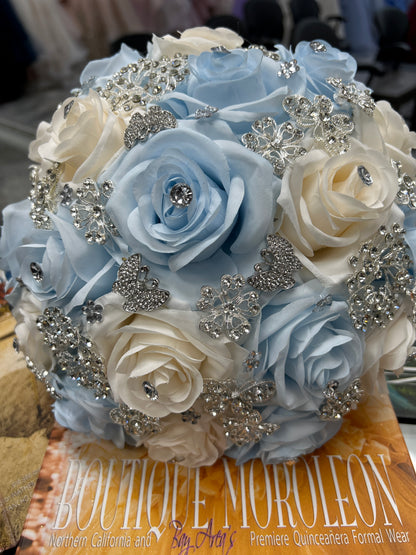 Quinceanera Ramo Azul/Plata