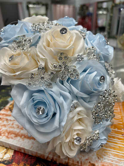 Quinceanera Ramo Azul/Plata
