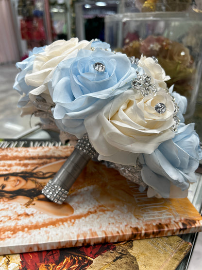 Quinceanera Ramo Azul/Plata