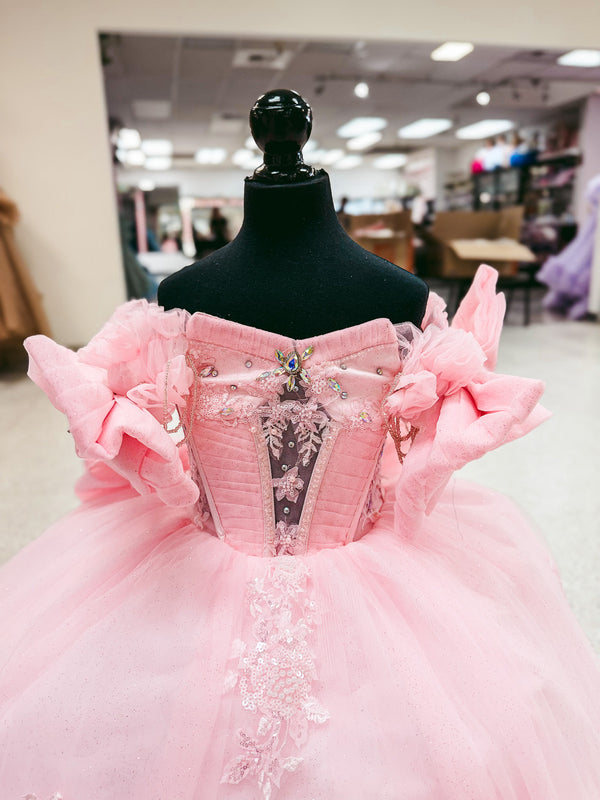 Pink Petal Bow Mini Quinceañera Gown — alternate view