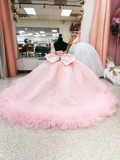 Pink Sparkle Cascade Mini Quinceañera Gown