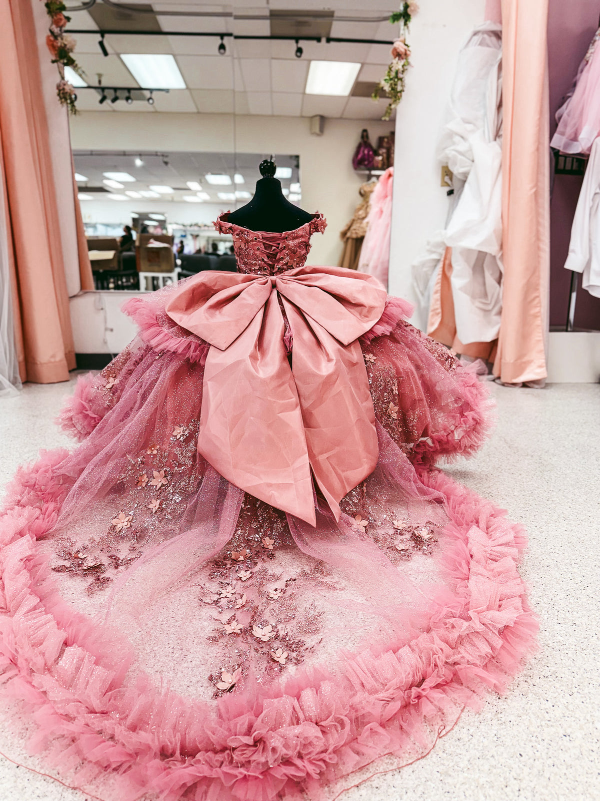 Rose Garden Bow Mini Quinceañera Gown