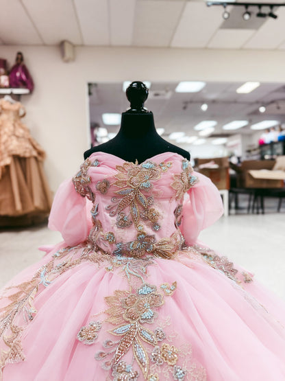 Blush Bow Elegance Mini Quinceañera Gown