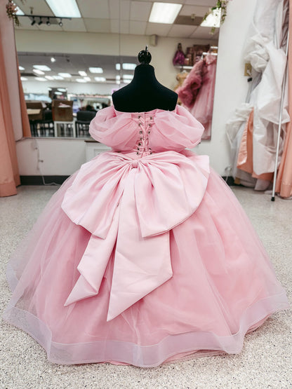 Blush Bow Elegance Mini Quinceañera Gown