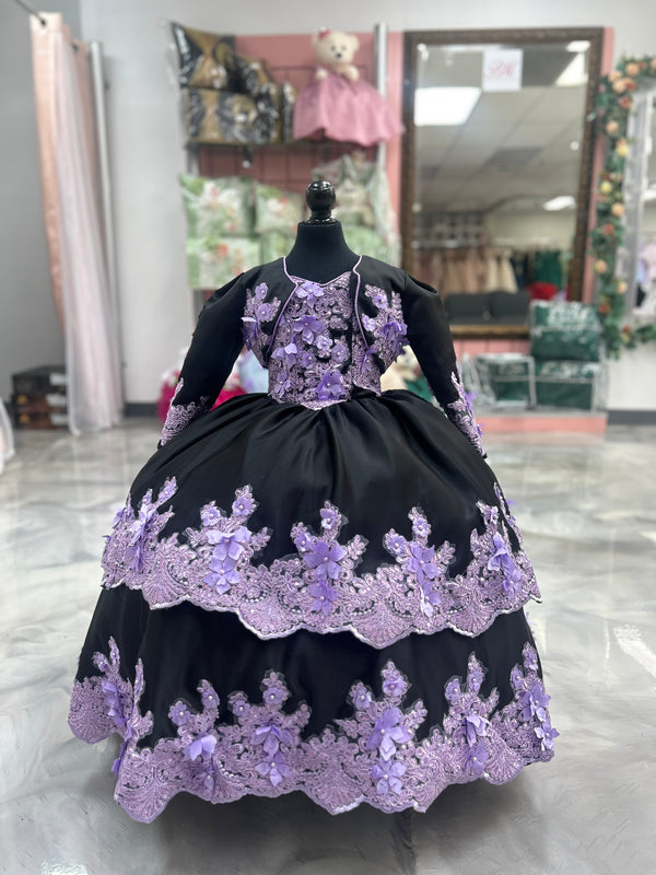Mini Charro Black/Purple — girls quinceañera dress at Boutique Moroleón Sacramento