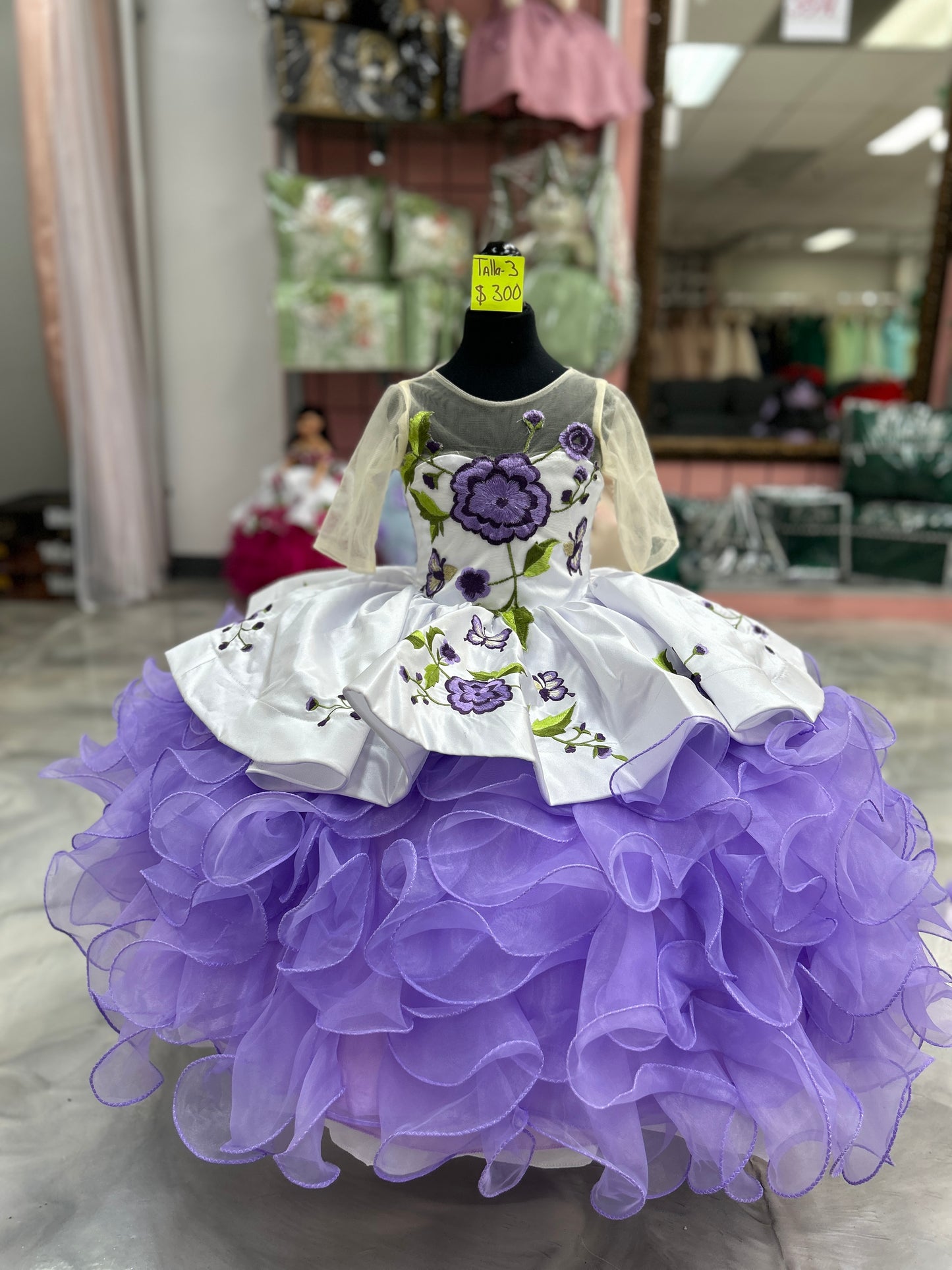 Mini Charro Lilac Flower Dress