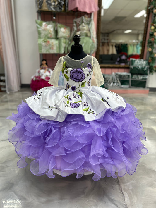 Mini Charro Lilac Flower Dress