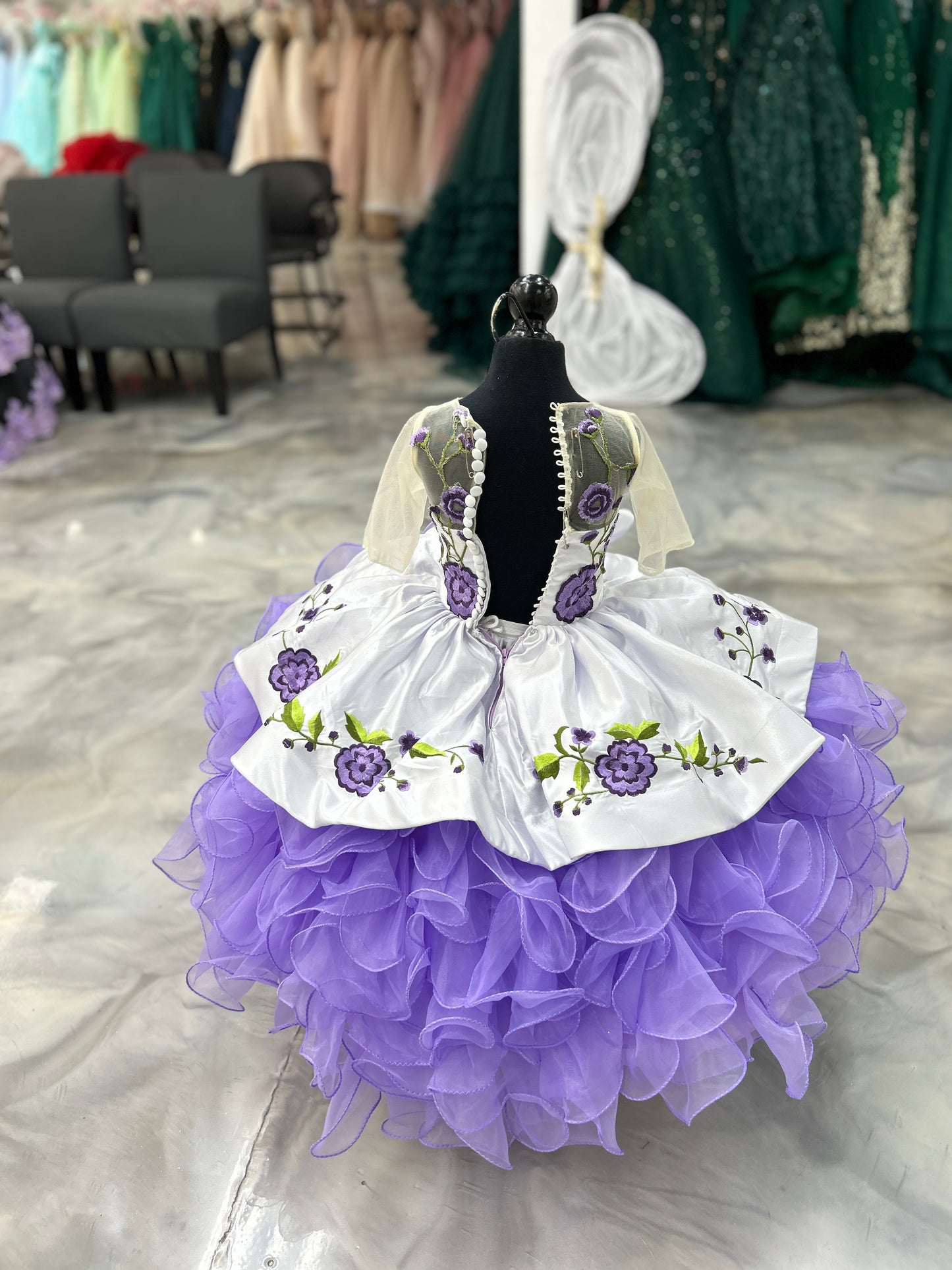 Mini Charro Lilac Flower Dress