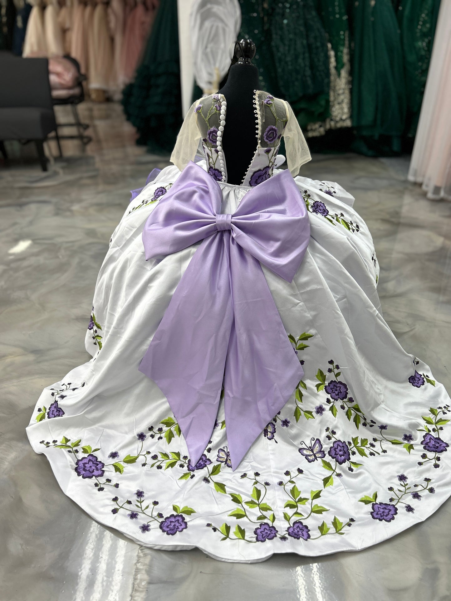 Mini Charro Lilac Flower Dress