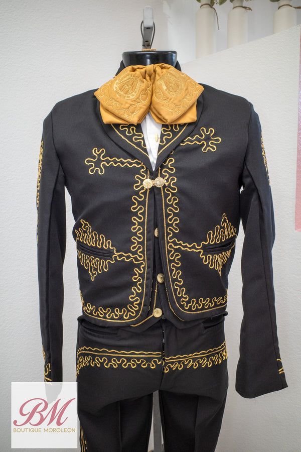 Economic Charro Negro with Gold — Charro suit Sacramento CA — Boutique Moroleon