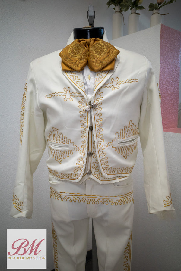Economical Charro Suit Cream/Gold — alternate view — Boutique Moroleon Sacramento