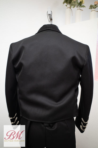 Classic Charro Suit Black with Silver Buttons