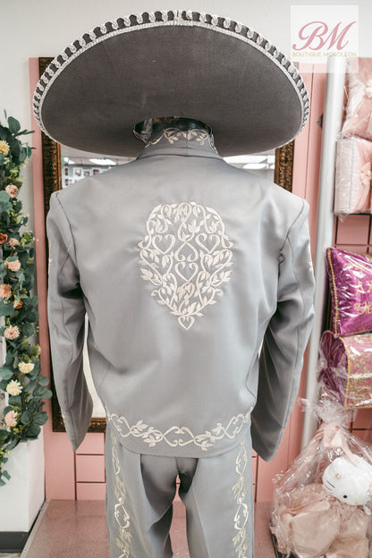 Classic Charro Suit Grey / Silver Embroidery