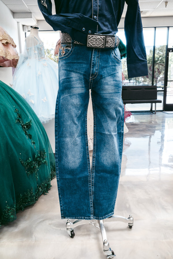 Pantalon Vaquero Light Wash Estilo Dallas — alternate view — Boutique Moroleon Sacramento