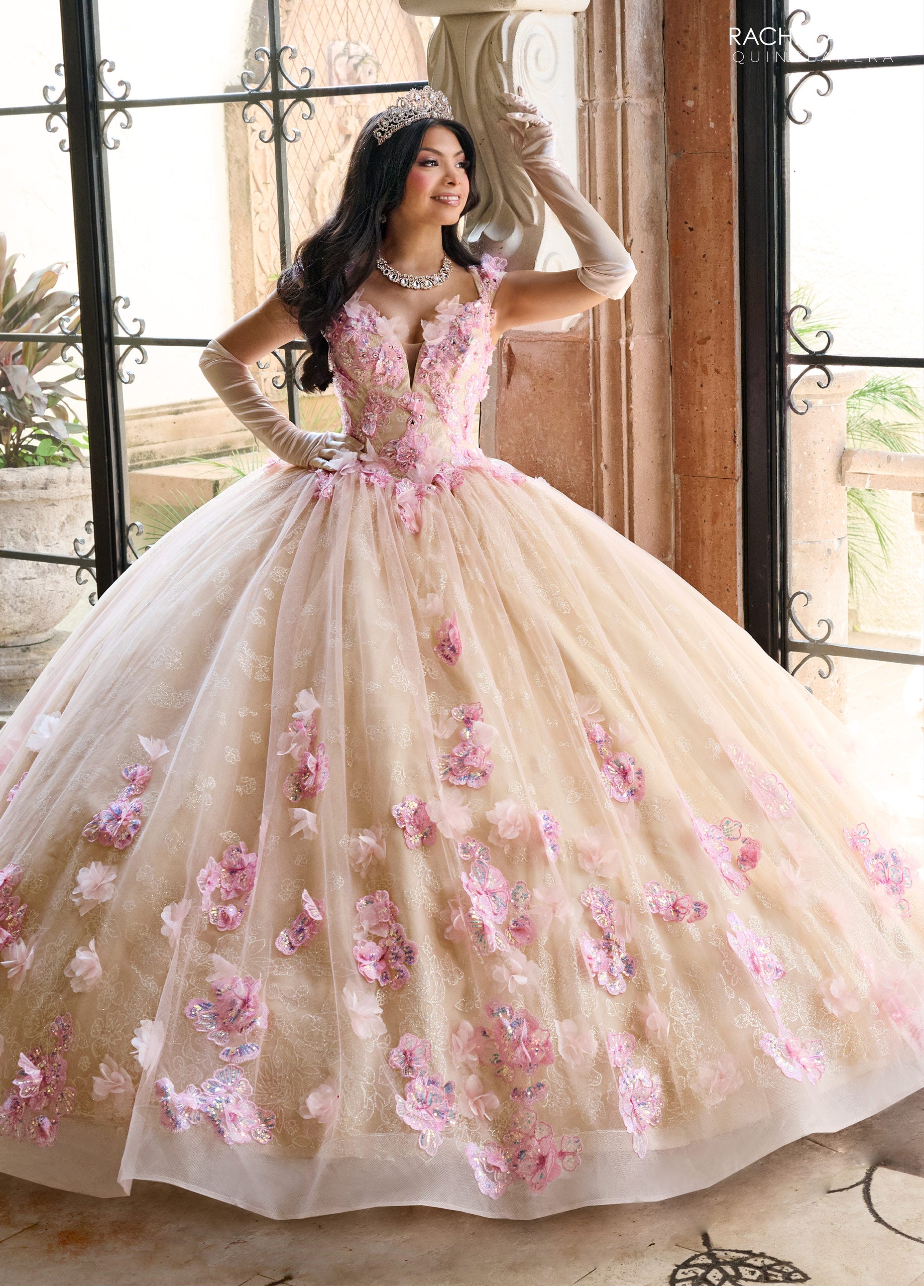light pink champagne dress A-line Off Shoulder Tulle Lace Light Champagne Long Prom Dress Custom Size / Light Champagne