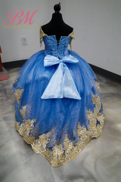 Mini Vestido Azul con oro
