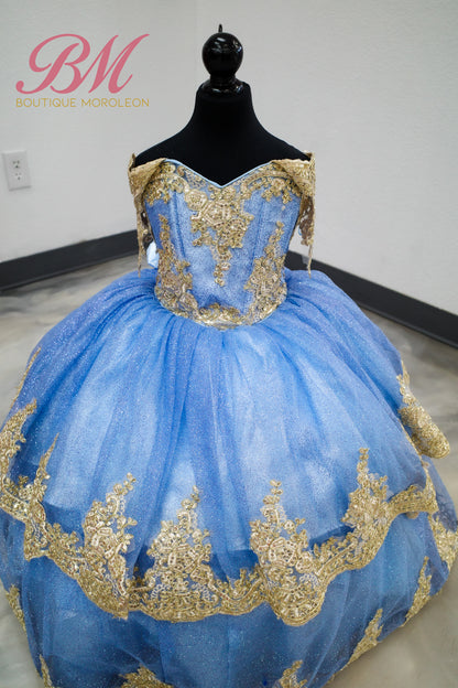 Mini Vestido Azul con oro