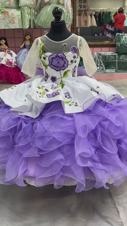 Mini Charro Lilac Flower Dress