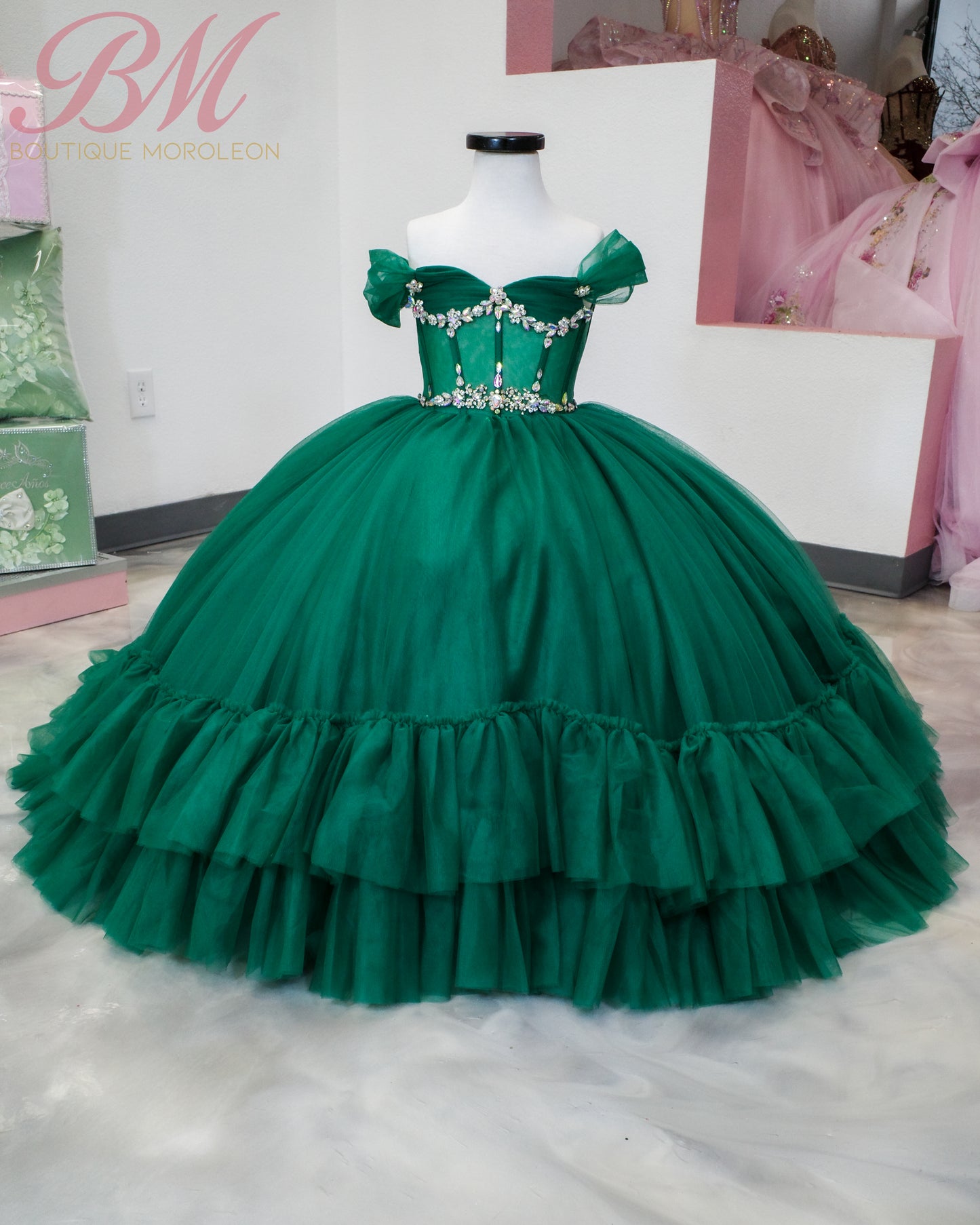 Mini Quince Dress in Emerald Green Mini Quince Dress in Emerald Green
