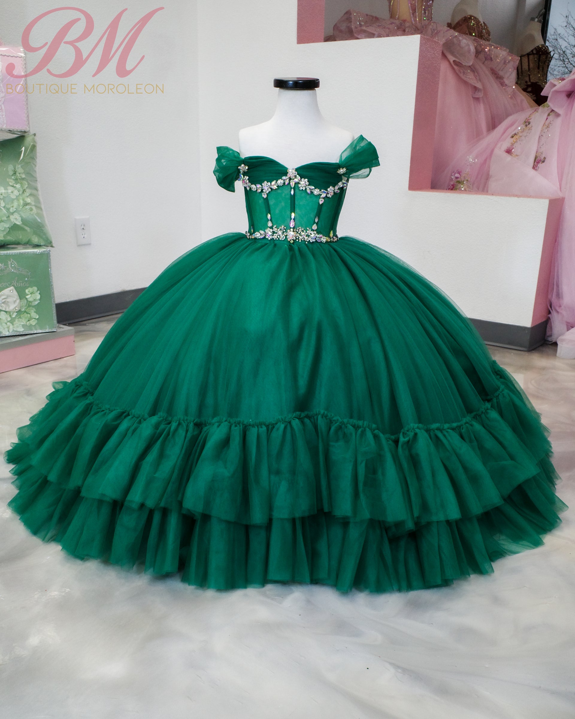Mini Quince Dress in Emerald Green Mini Quince Dress in Emerald Green