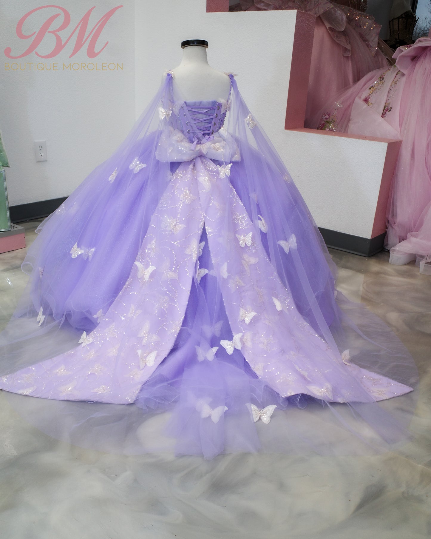 Mini Quinceañera Dress in Lilac with Butterfly Details