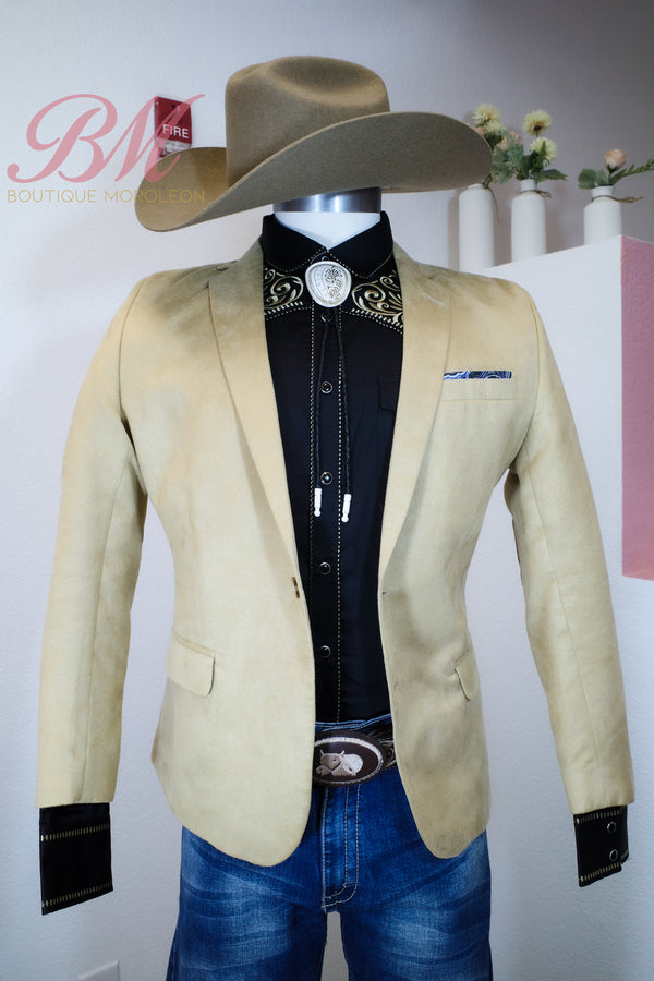Light Biege Suede Vaquero Jacket — alternate view — Boutique Moroleon Sacramento