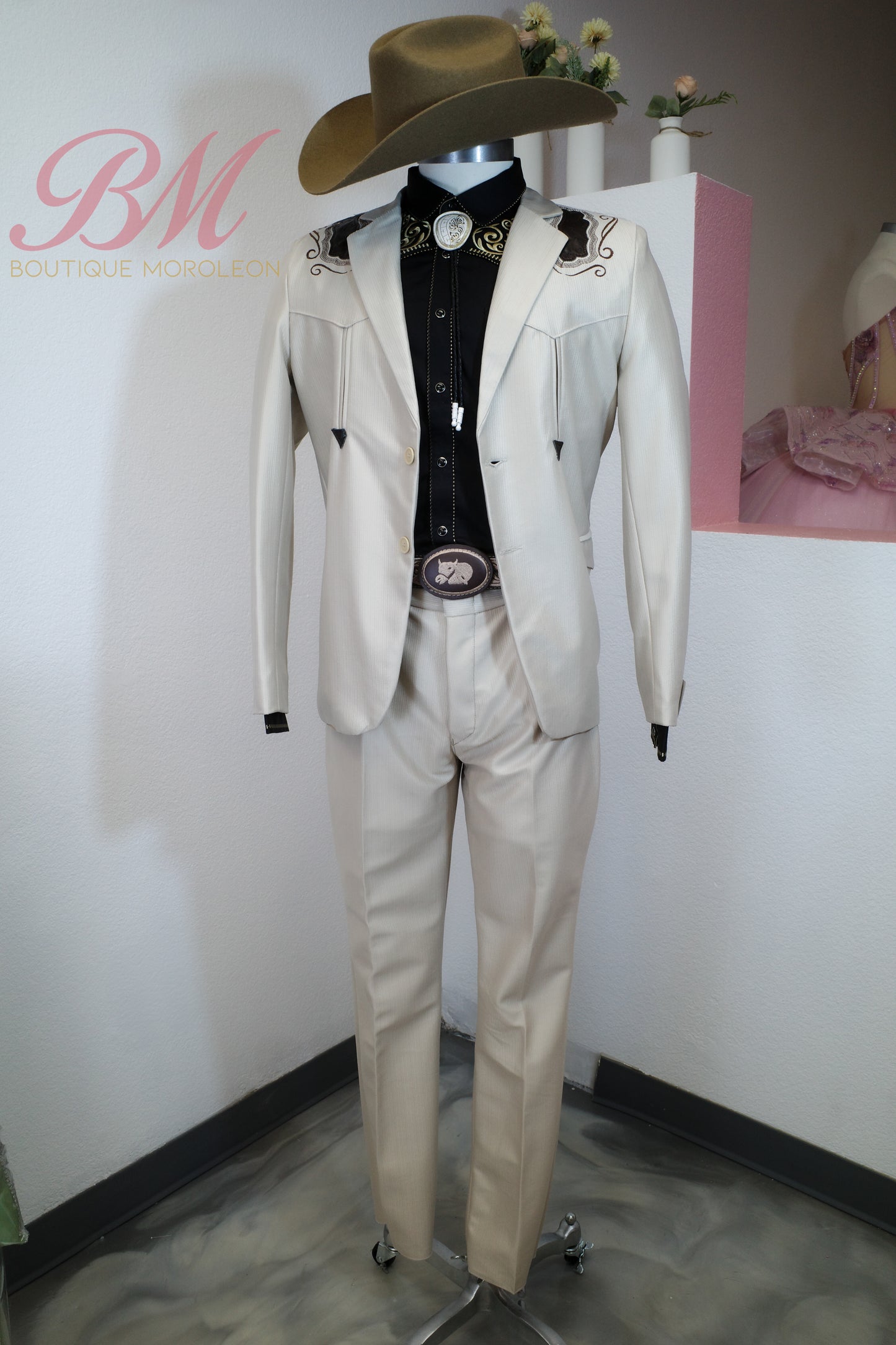 Chalino Sanchez-Inspired Vaquero Suit in Light Beige