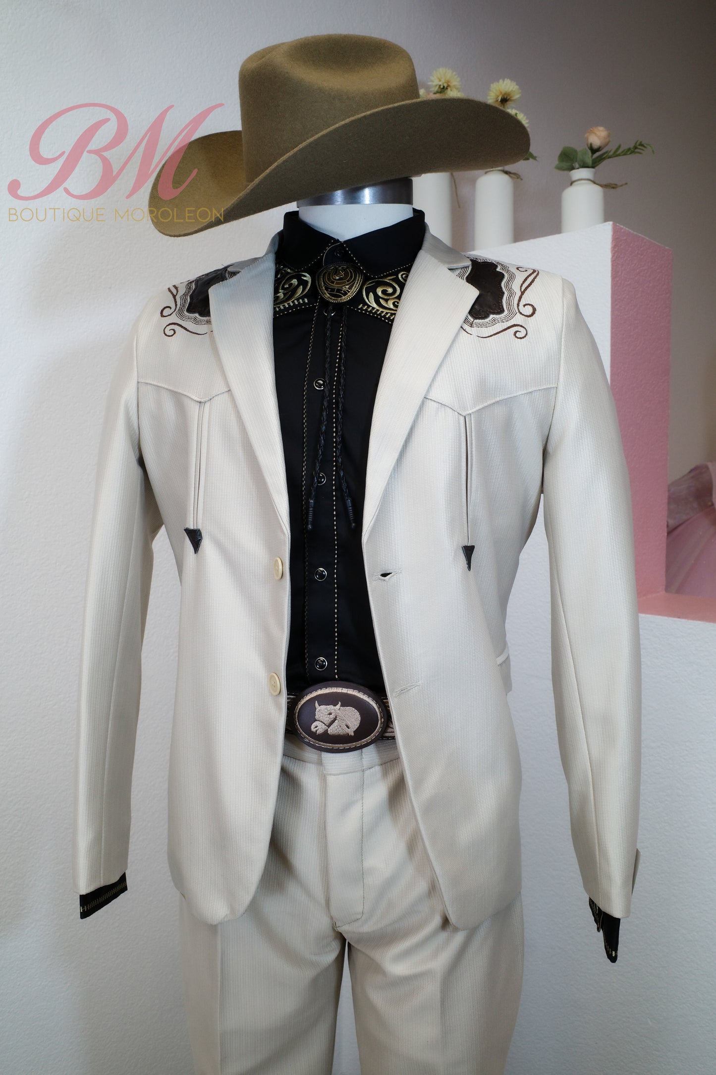 Chalino Sanchez-Inspired Vaquero Suit in Light Beige