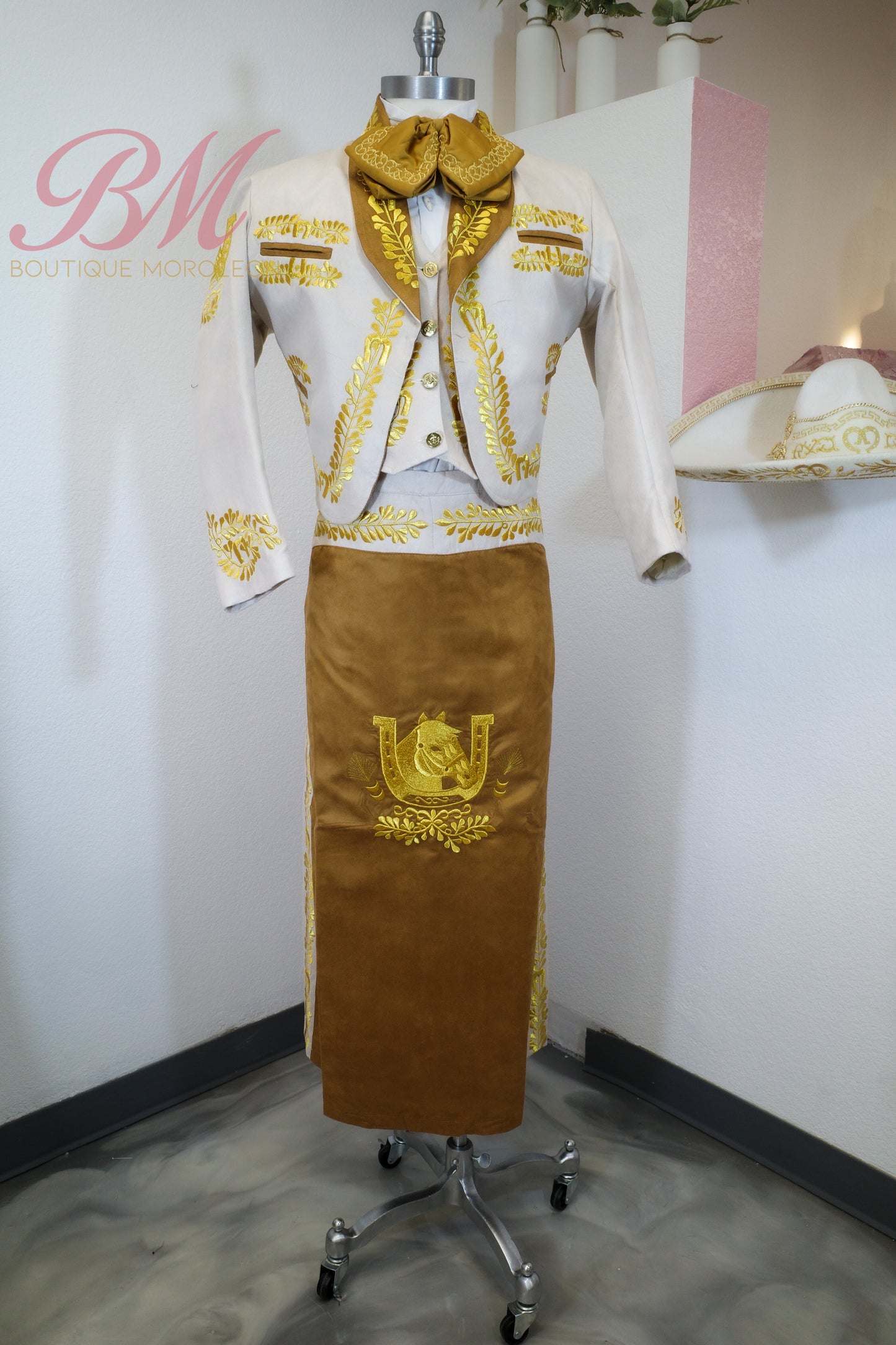 Ivory Charro Suit for Women with Tan Skirt