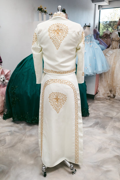 Womens Traje De Charro Cream/Gold