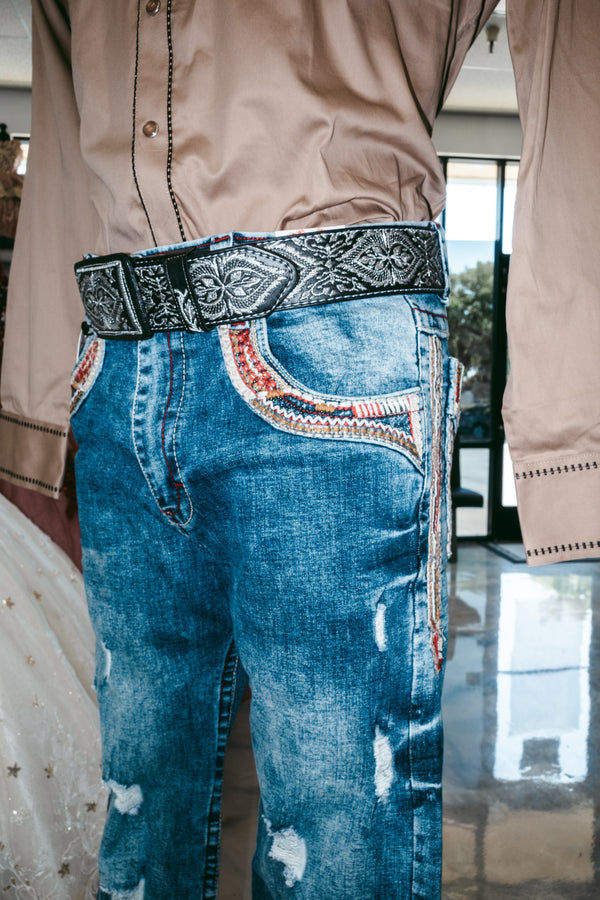 Pantalon Vaquero Light Wash Estilo Arizona — alternate view — Boutique Moroleon Sacramento
