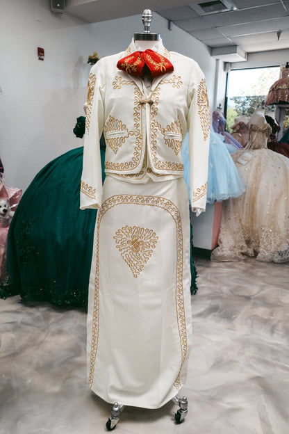Womens Traje de Charro Cream/Gold 46 / 36